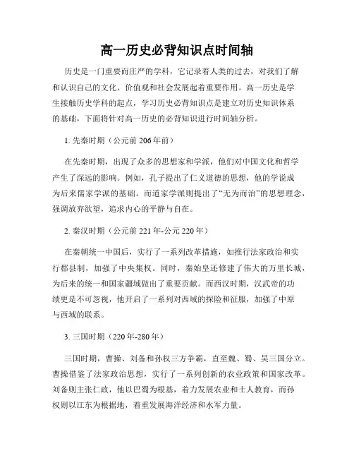 高一历史必背知识点时间轴