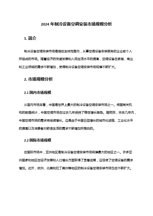 2024年制冷设备空调安装市场规模分析