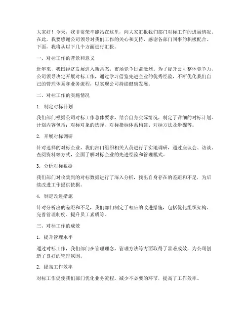 领导对标报告发言稿范文