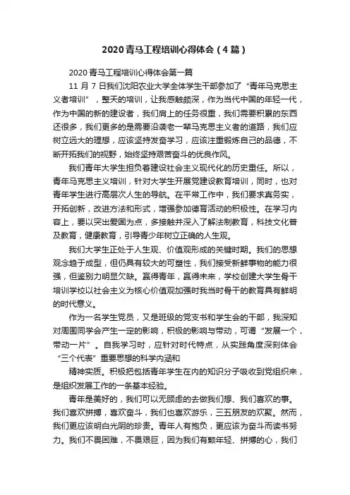2020青马工程培训心得体会（4篇）