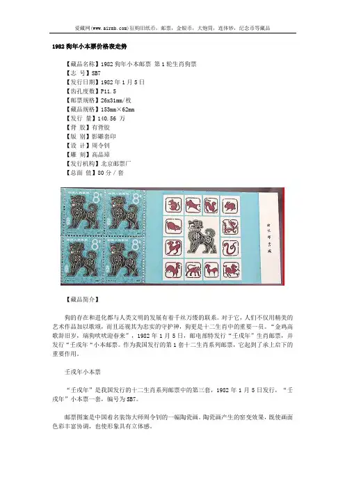 1982狗年小本票价格表走势