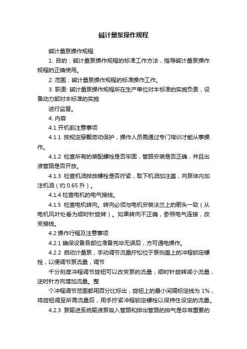 碱计量泵操作规程