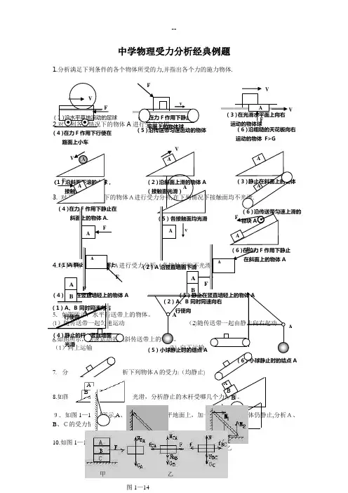 中学物理受力分析经典例题--物理受力分析