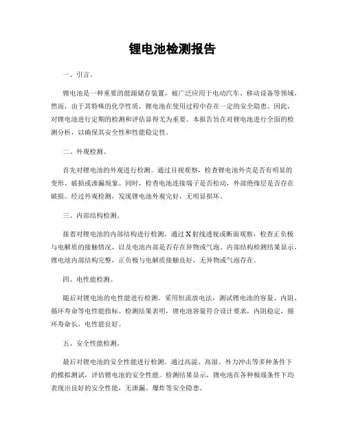 锂电池检测报告