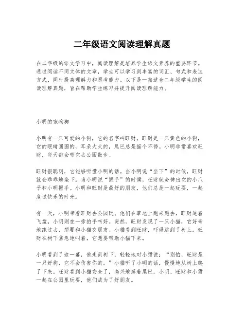 二年级语文阅读理解真题