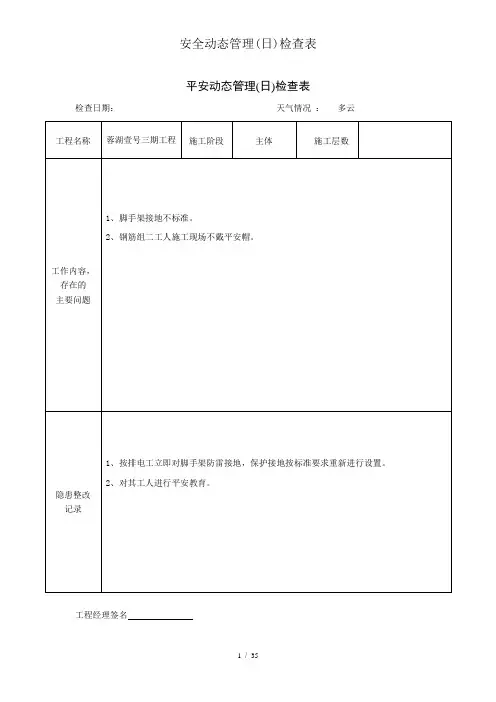 安全动态管理(日)检查表