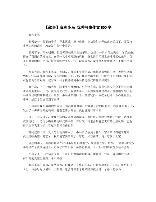【叙事】我和小鸟 优秀写事作文500字