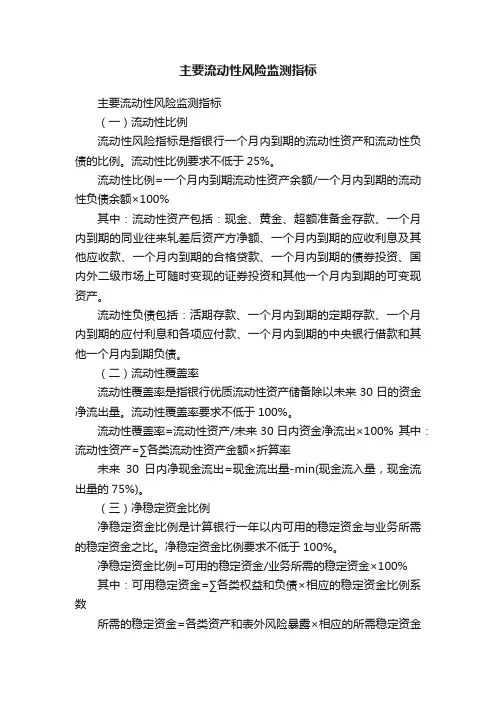 主要流动性风险监测指标