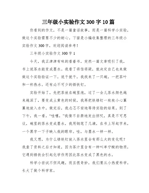 三年级小实验作文300字10篇