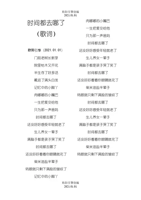 时间都去哪了(歌词)之欧阳引擎创编