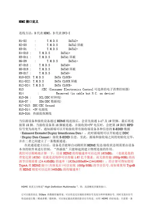HDMI接口定义