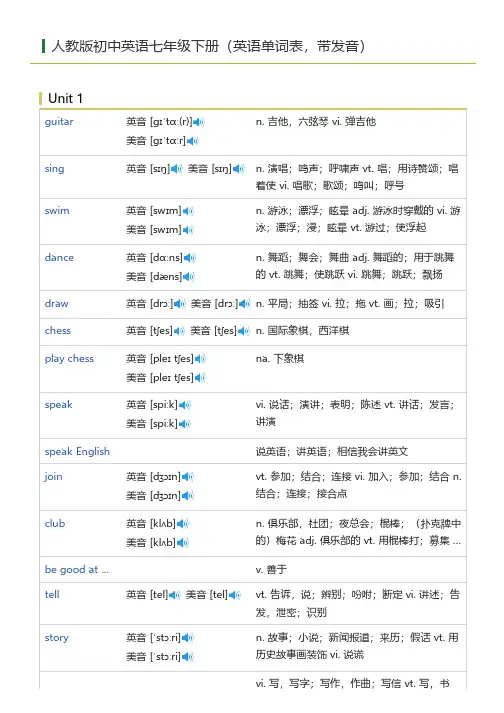 人教版初中英语七年级下册(英语单词表) (1)