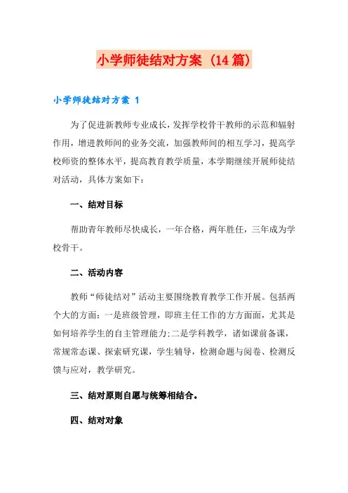 小学师徒结对方案 (14篇)
