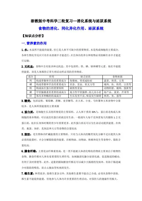 7.消化系统与泌尿系统(讲义)(原卷版+解析)