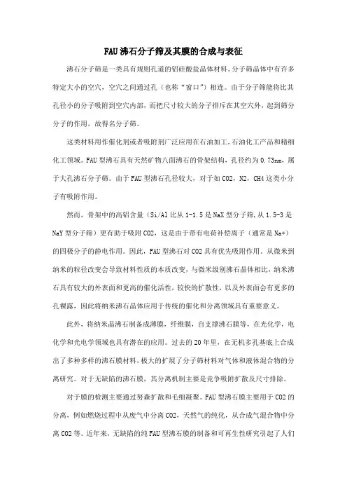FAU沸石分子筛及其膜的合成与表征