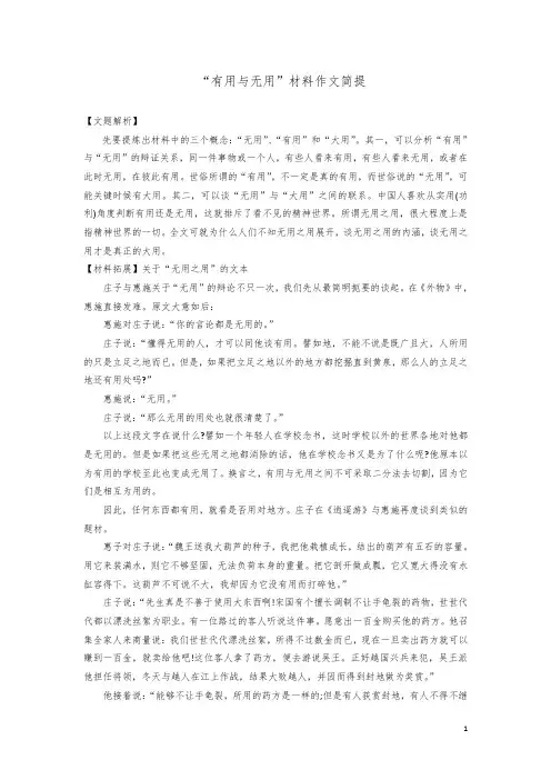 “有用与无用”材料作文讲评