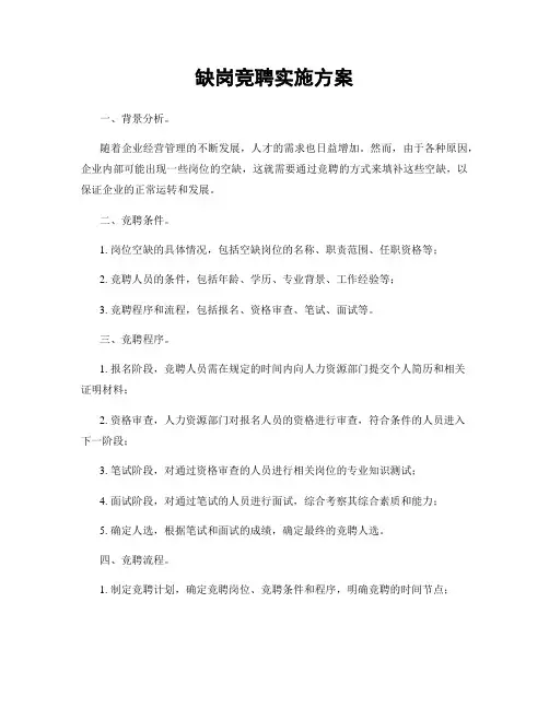 缺岗竞聘实施方案