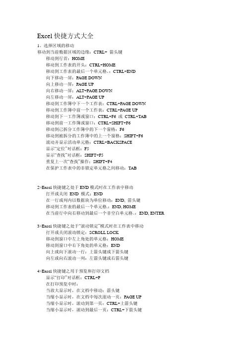 Excel必学的快捷方式大全