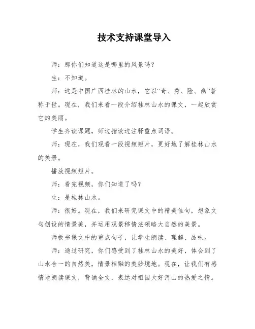 技术支持课堂导入