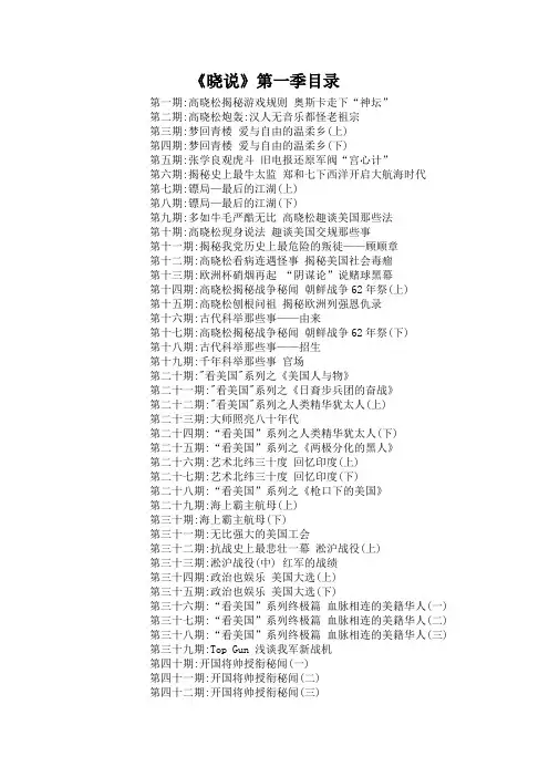 《晓说》第一季目录