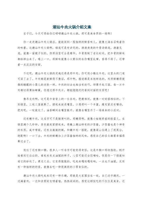 潮汕牛肉火锅介绍文案