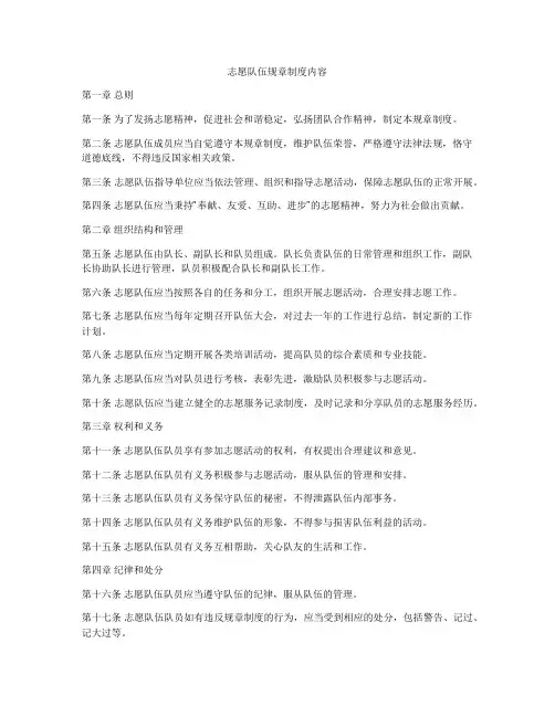 志愿队伍规章制度内容