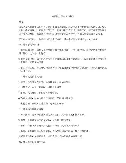 肺病科知识点总结数学