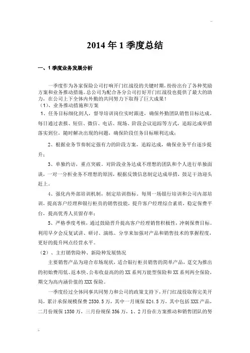 保险公司开门红总结