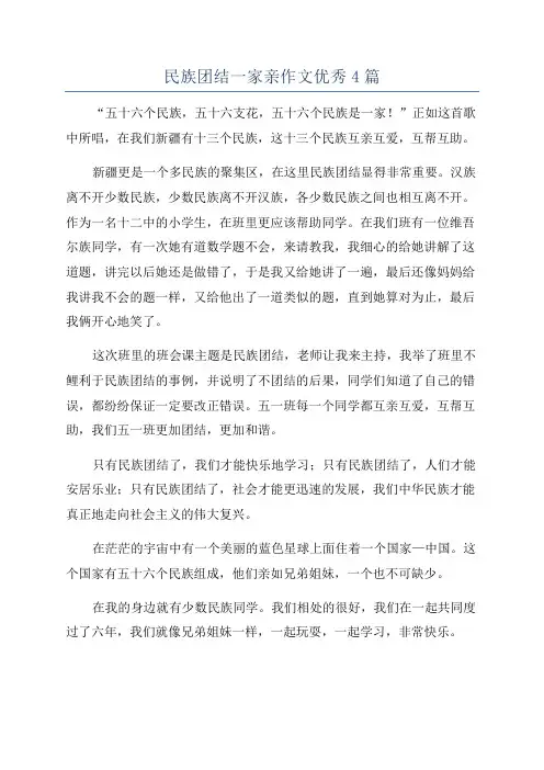 民族团结一家亲作文优秀4篇