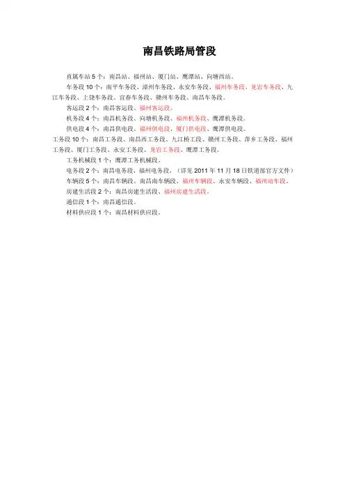 南昌铁路局各直属站段