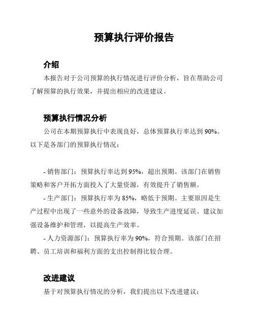 预算执行评价报告