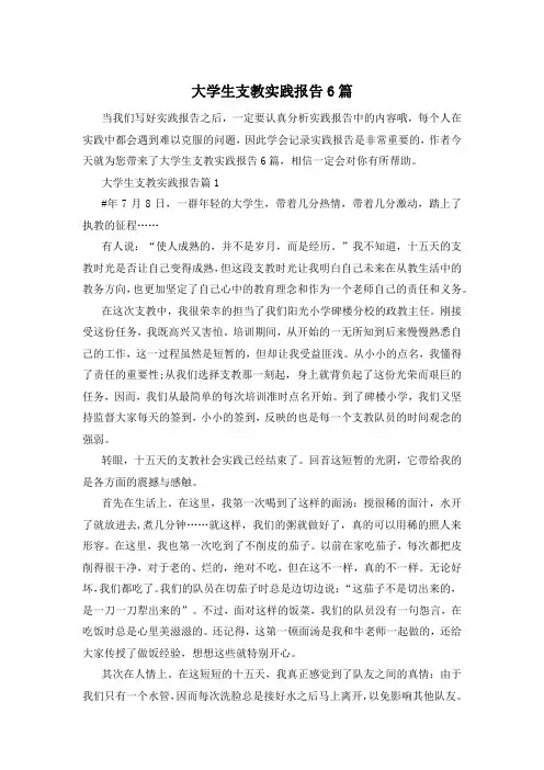大学生支教实践报告6篇