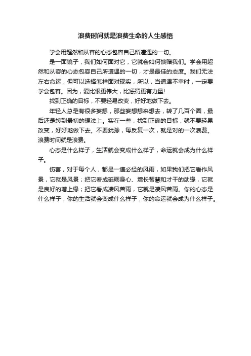 浪费时间就是浪费生命的人生感悟