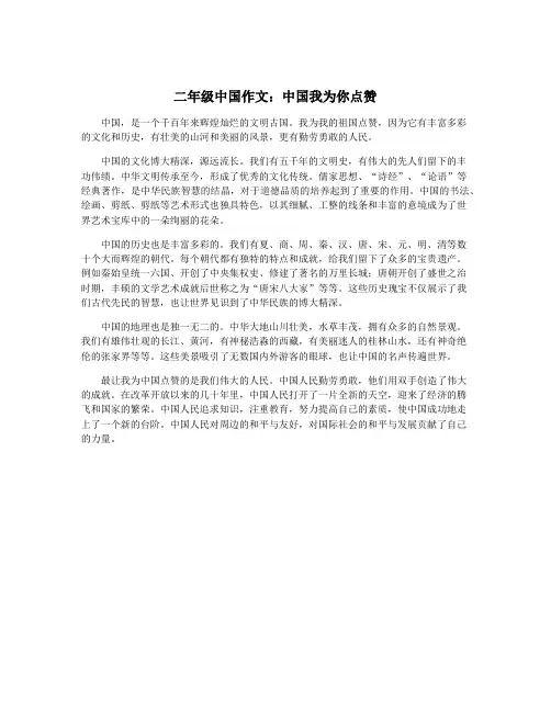 二年级中国作文：中国我为你点赞