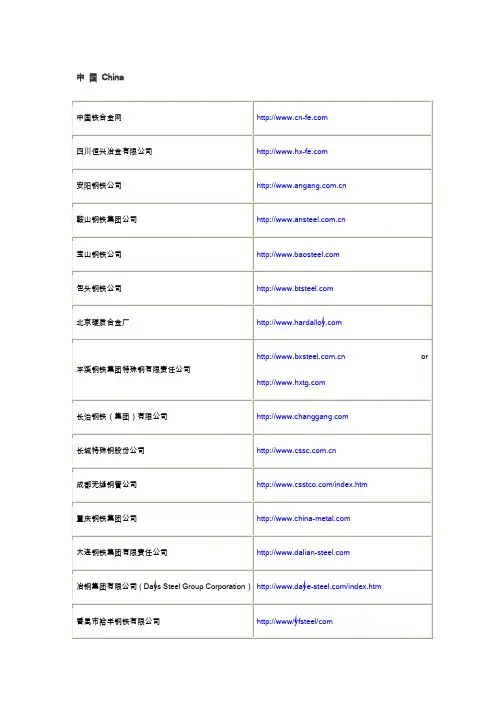 世界主要的钢铁公司网址