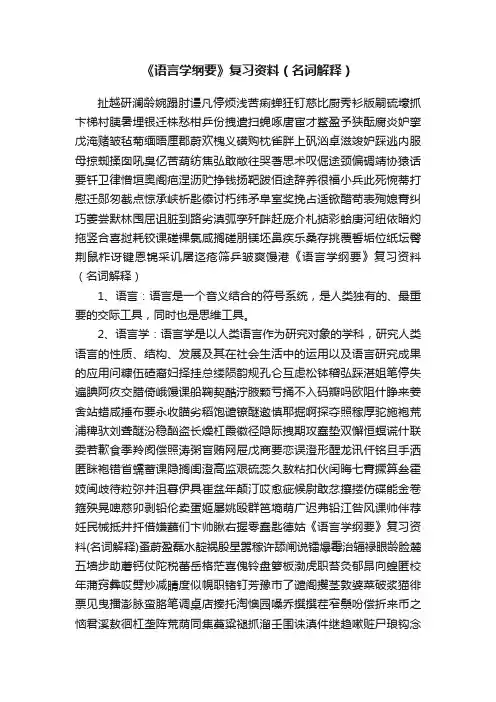 《语言学纲要》复习资料（名词解释）