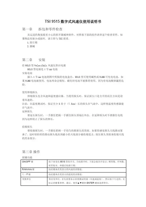 TSI 9515 数字式风速仪使用说明书
