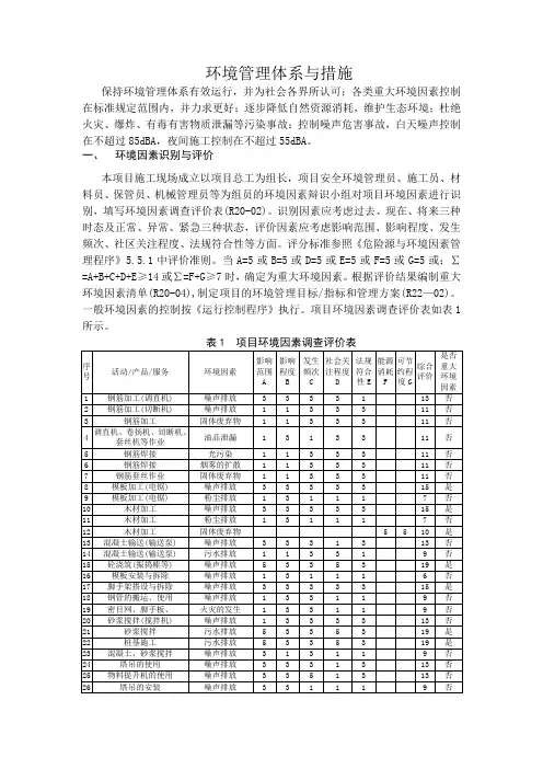 环境管理体系与措施