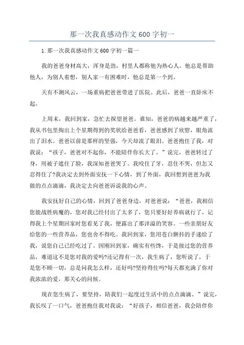 那一次我真感动作文600字初一