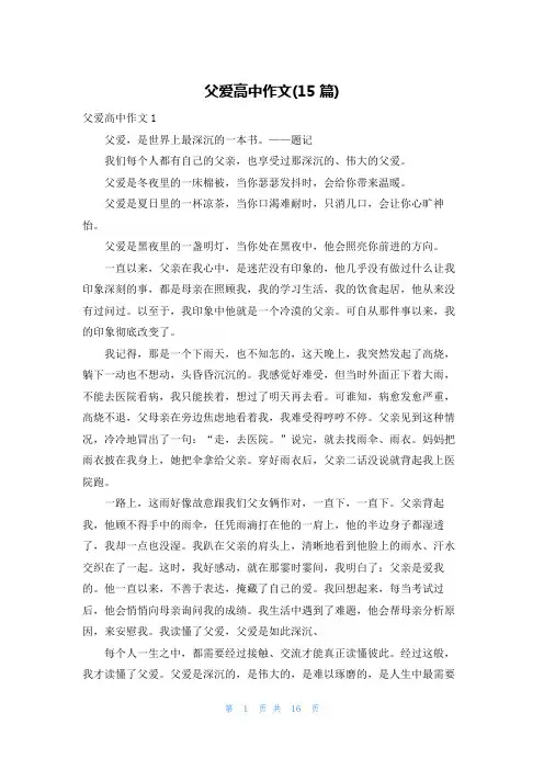 父爱高中作文(15篇)