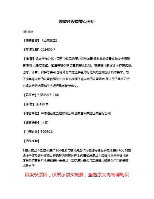 爆破片设置要点分析