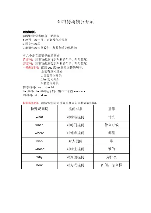 五年级下册英语试题-句型转换专项    无答案  全国通用