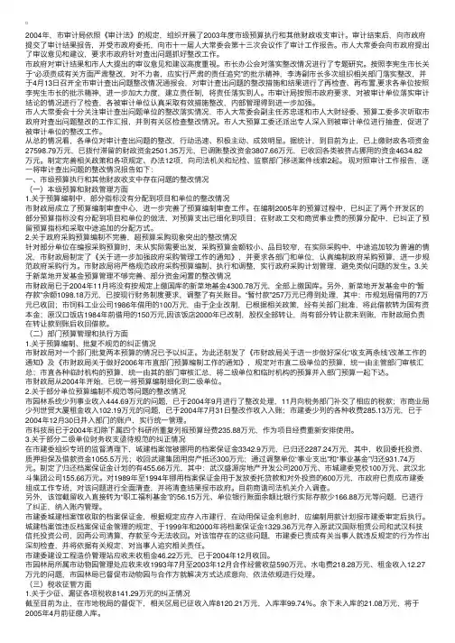 审计查出问题的处理和整改情况的报告