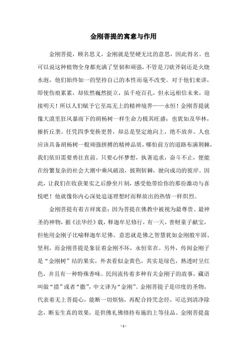 金刚菩提的寓意与作用