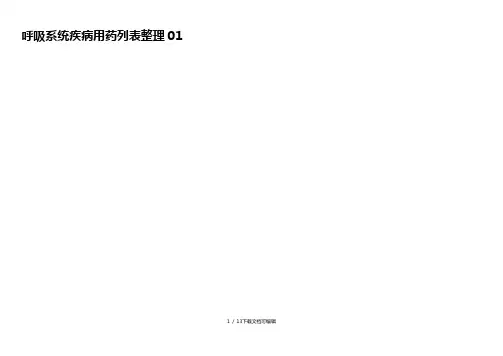 呼吸系统疾病用药列表整理