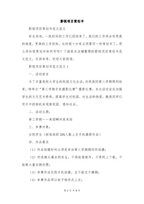 影视项目策划书
