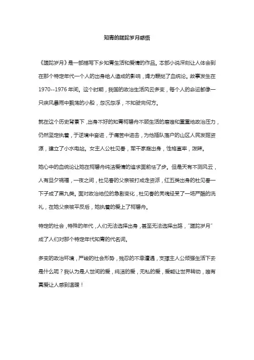 知青的蹉跎岁月感悟