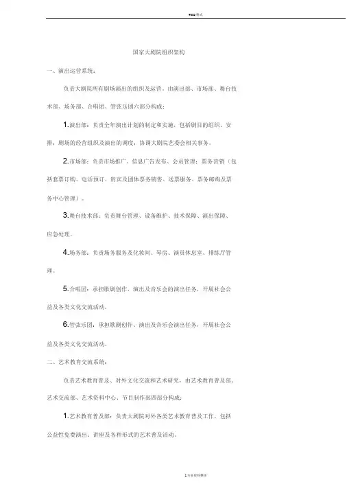 国家大剧院组织架构