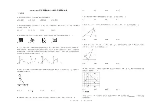 2019-2020学年安徽阜阳八年级上数学期末试卷