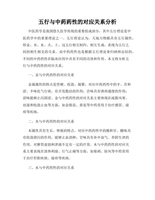 五行与中药药性的对应关系分析